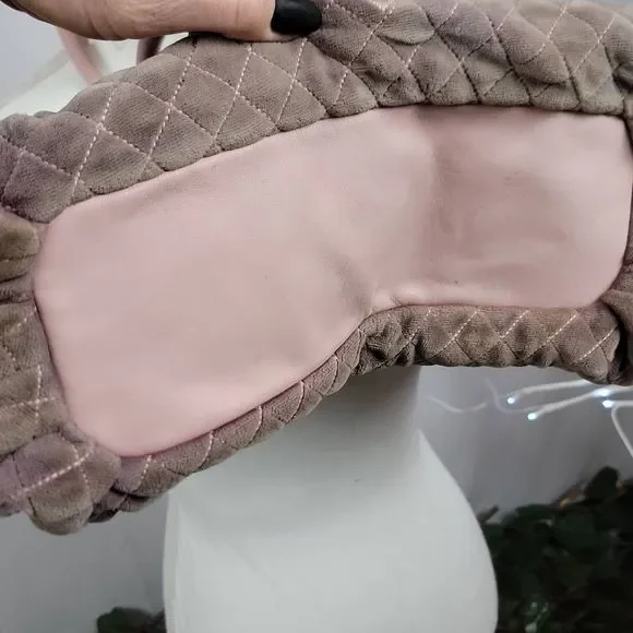 Vintage Rare Y2K Juicy Couture Purple Pink Quilted Velour Charm Bag - Picture 7 of 12